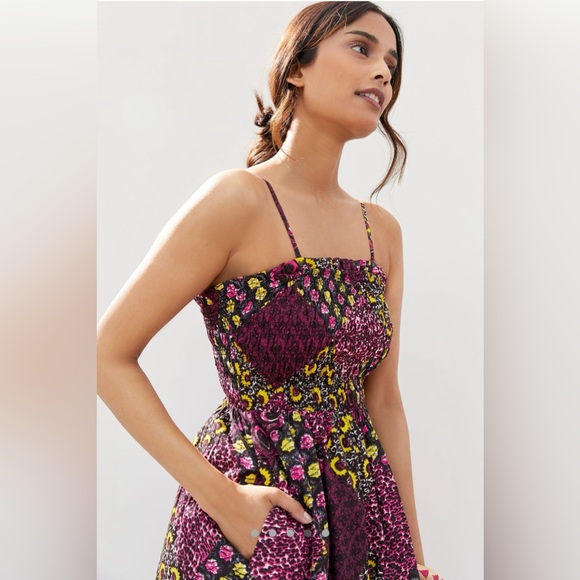 Anthropologie Smocked Abstract Midi Dreas - Picture 3 of 10
